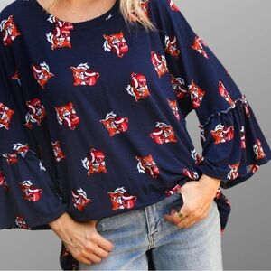 Haptics by Holly Harper Tiger Football Print Tunic Top Blue NWOT S M L